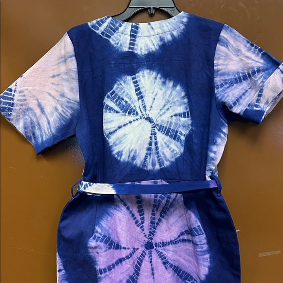 BUSAYO Kuti Tie Belt Button Front Denim Midi Dress Size Large - Picture 7 of 10